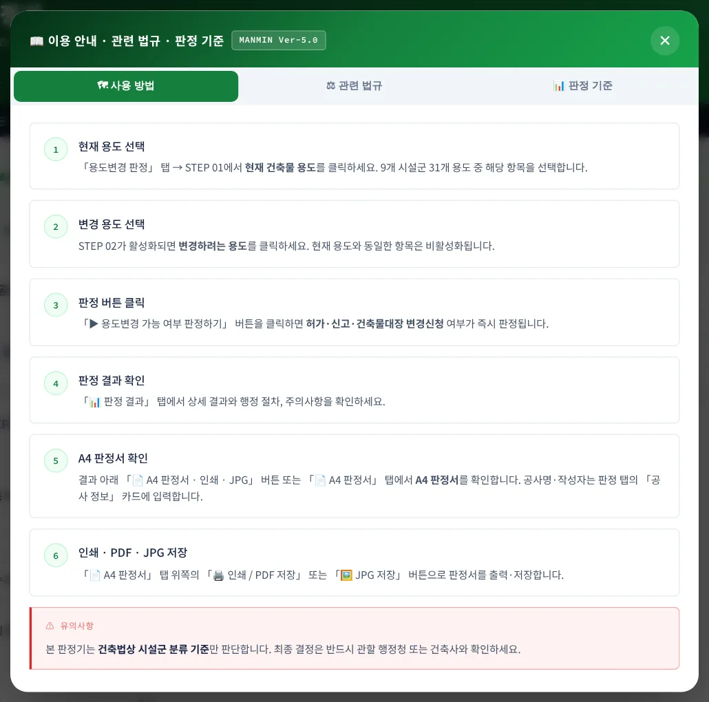 이용안내 — 사용 방법
