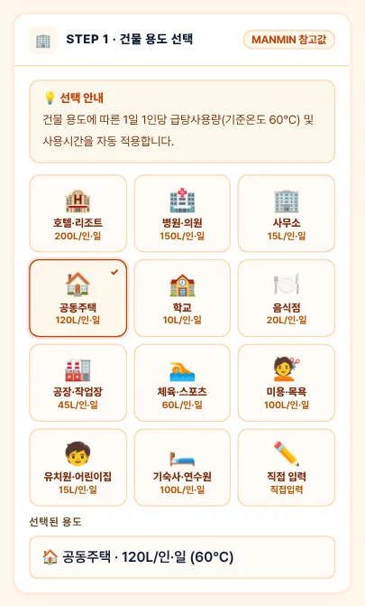 STEP 1 — 건물 용도 선택