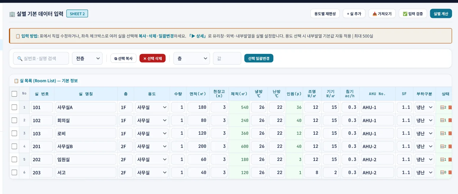 실 목록 그리드