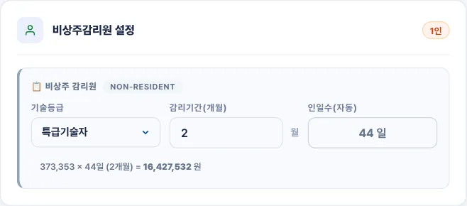 비상주감리원 설정 카드